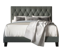 Home Design Daisy Modern Upholstered Platform Bed Frame for Adults, Button Tufted Headboard