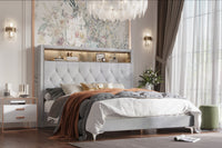Home Design Javan Velvet Upholstered Bookcase Panel Bed Frame for Adult, Easy Assembly