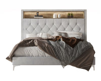 Home Design Javan Velvet Upholstered Bookcase Panel Bed Frame for Adult, Easy Assembly
