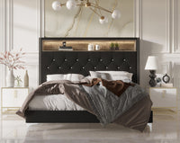 Home Design Javan Velvet Upholstered Bookcase Panel Bed Frame for Adult, Easy Assembly