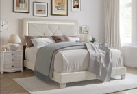 Home Design Perina Upholstered Panel Bed Frame with LED Light, Warm Gray, Adult Bedroom Furniture