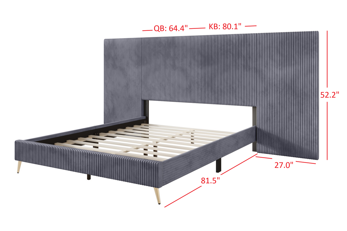 Home Design Muilee Upholstered Platform Bed Frame, Adult Bedroom Furniture