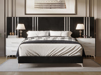 Home Design Laytec Luxurious Velvet Upholstered Platform Bed Frame for Adult, Easy Assembly