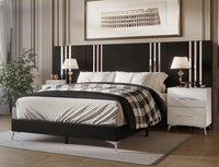 Home Design Laytec Luxurious Velvet Upholstered Platform Bed Frame for Adult, Easy Assembly
