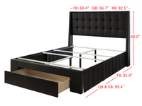 Home Design Pamela Tufted Velvet Upholstered Storage Panel Bed Frame, Wingback Headboard with Geometric Button Tufting – Modern Bedroom Furniture