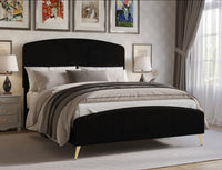 Home Design Everett Upholstered Panel Bed Frame with Curve-Shaped Design Headboard For Adult, Easy Assembly