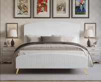 Home Design Everett Upholstered Panel Bed Frame with Curve-Shaped Design Headboard For Adult, Easy Assembly