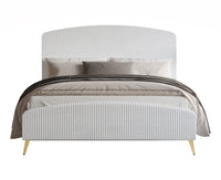 Home Design Everett Upholstered Panel Bed Frame with Curve-Shaped Design Headboard For Adult, Easy Assembly