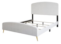 Home Design Everett Upholstered Panel Bed Frame with Curve-Shaped Design Headboard For Adult, Easy Assembly
