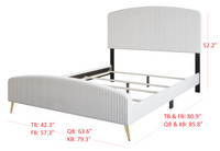 Home Design Everett Upholstered Panel Bed Frame with Curve-Shaped Design Headboard For Adult, Easy Assembly