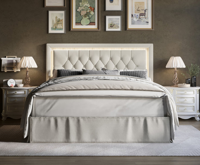 Home Design Gianna Tufted Upholstered Platform Bed Frame
