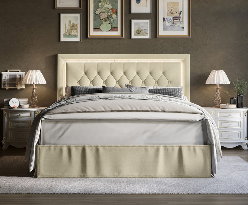 Home Design Gianna Tufted Upholstered Platform Bed Frame