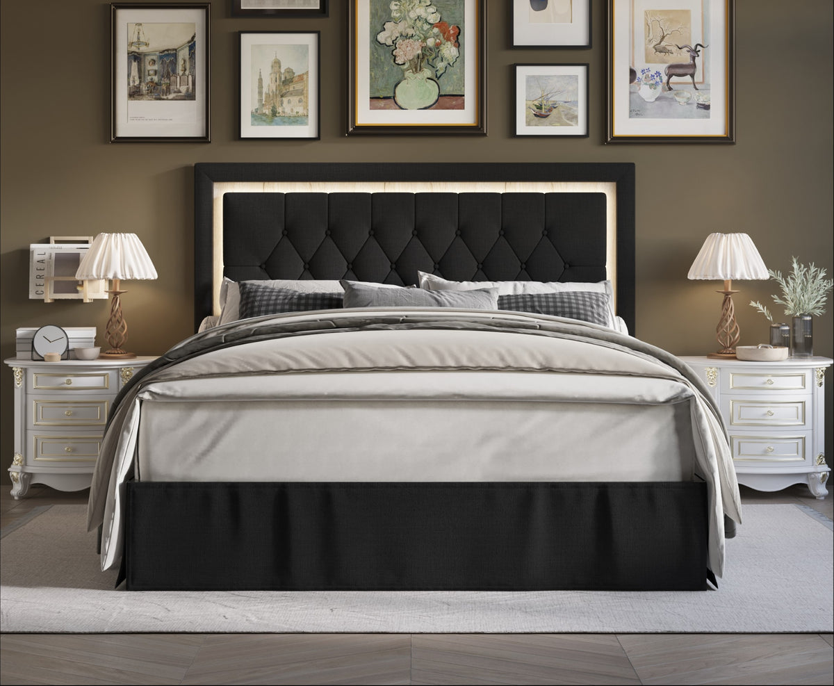 Home Design Gianna Tufted Upholstered Platform Bed Frame