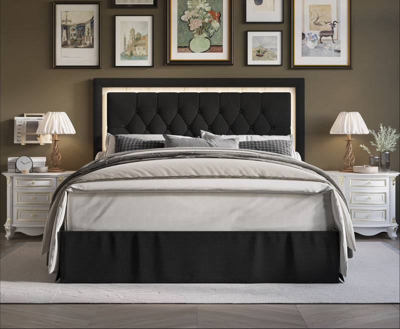 Home Design Gianna Tufted Upholstered Platform Bed Frame