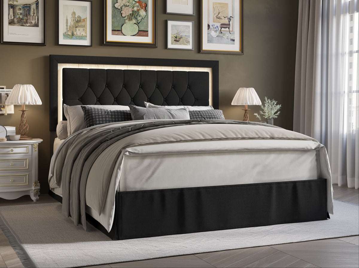 Home Design Gianna Tufted Upholstered Platform Bed Frame