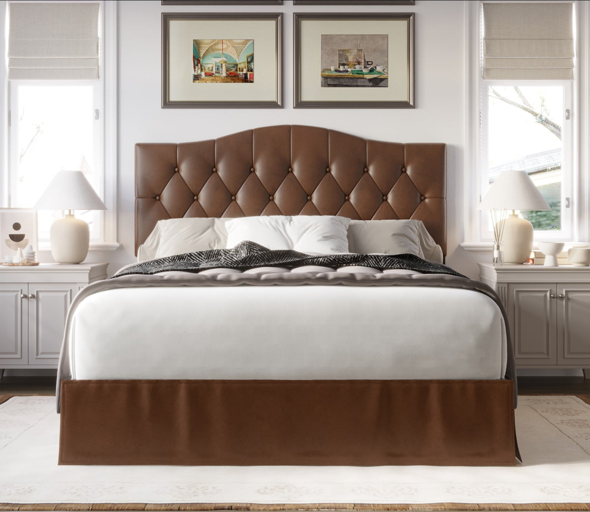 Home Design Harper Queen Tufted Upholstered Platform Bed Frame for Adults