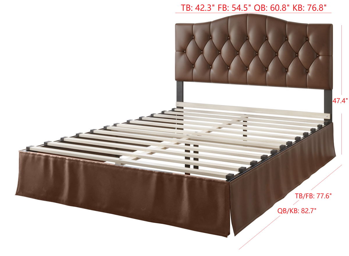Home Design Harper Queen Tufted Upholstered Platform Bed Frame for Adults