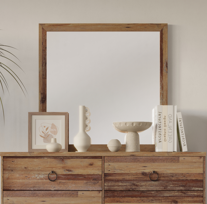 Home Design Jethro Mirror, Vintage Oak Finish, Bedroom or Entryway Décor