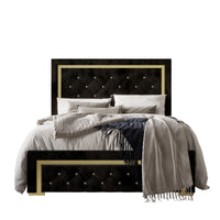 Home Design Deena Upholstered Panel Bed Frame, Black
