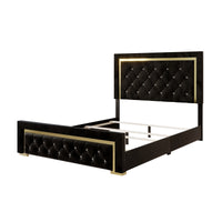 Home Design Deena Upholstered Panel Bed Frame, Black