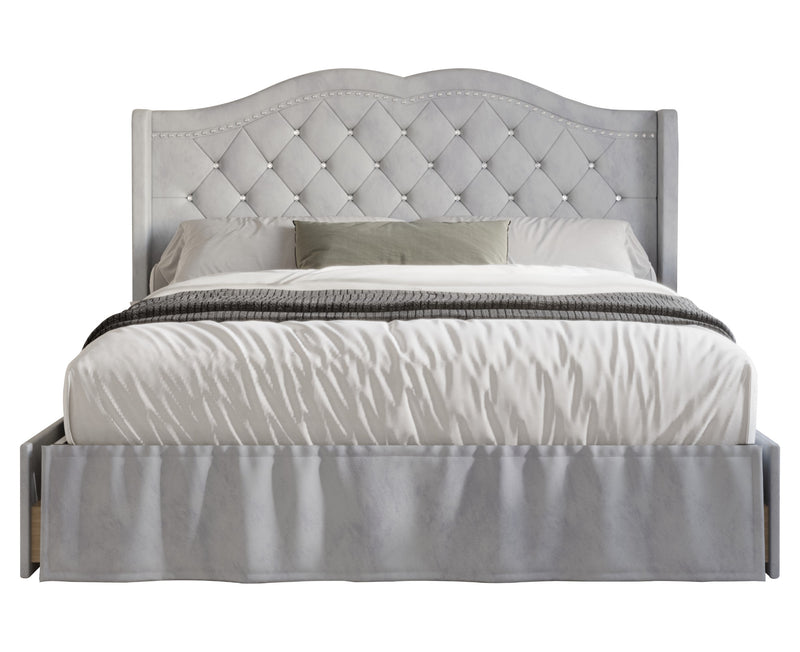 Home Design Martha Tufted Upholstered Storage Panel Bed Frame