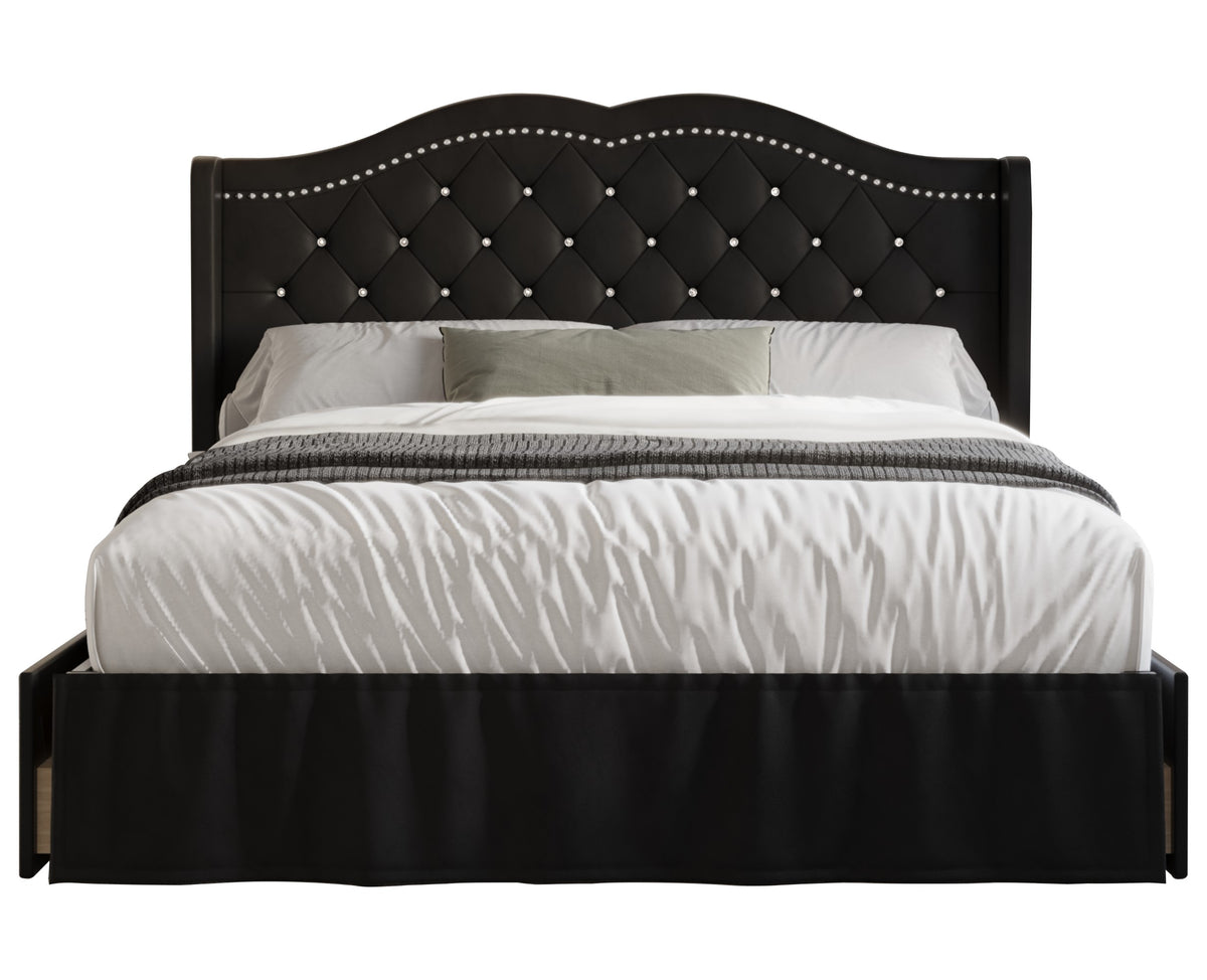 Home Design Martha Tufted Upholstered Storage Panel Bed Frame