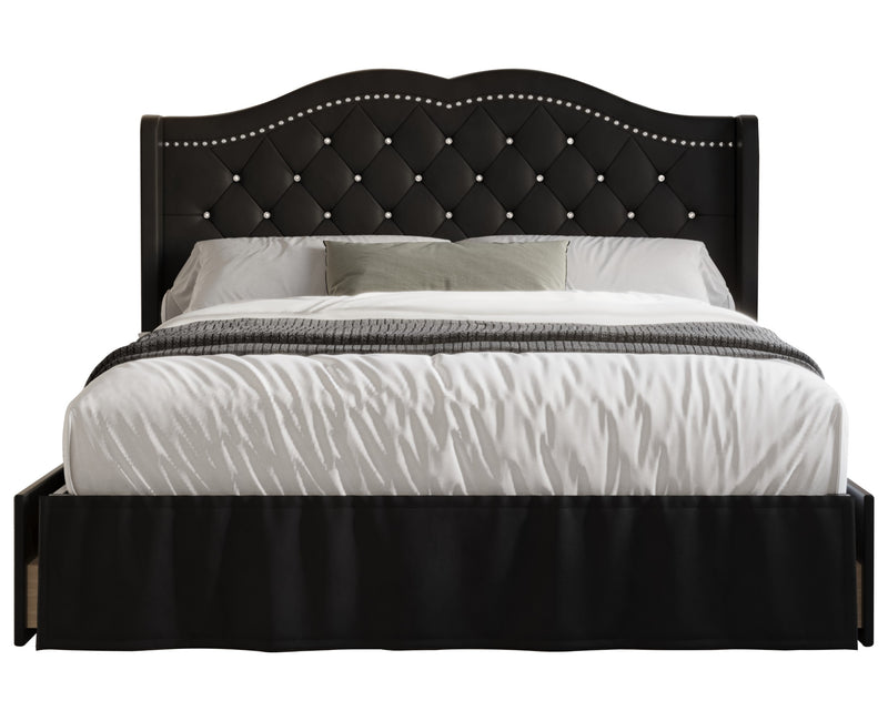 Home Design Martha Tufted Upholstered Storage Panel Bed Frame