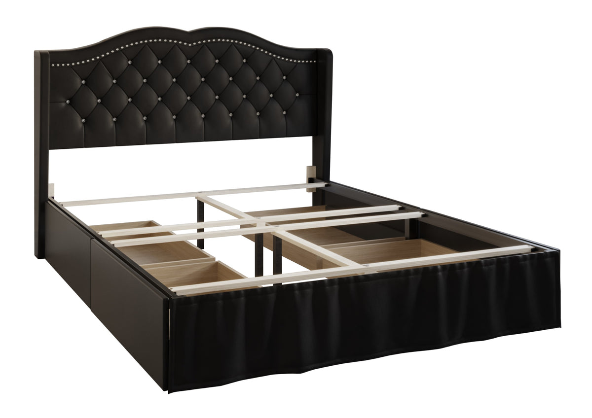 Home Design Martha Tufted Upholstered Storage Panel Bed Frame