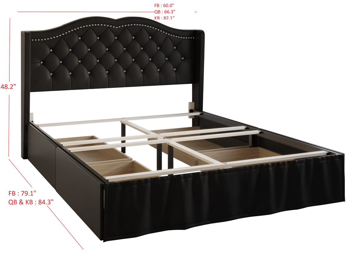 Home Design Martha Tufted Upholstered Storage Panel Bed Frame