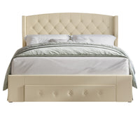 Home Design Fauna Tufted Upholstered Storage Panel Bed Frame, Beige