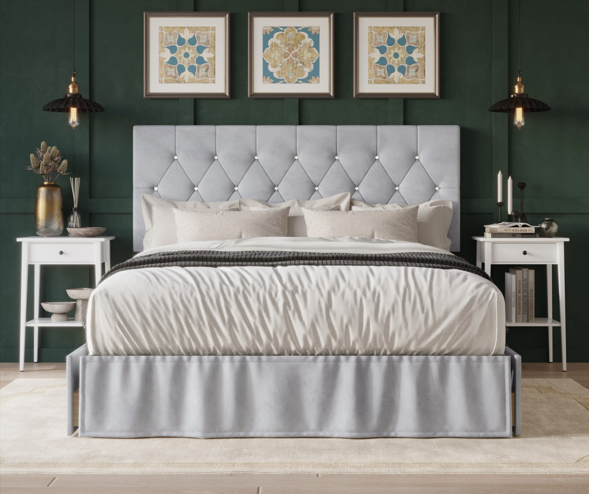 Home Design Jovita Tufted Upholstered Storage Panel Bed Frame for Adults, Easy Assemble