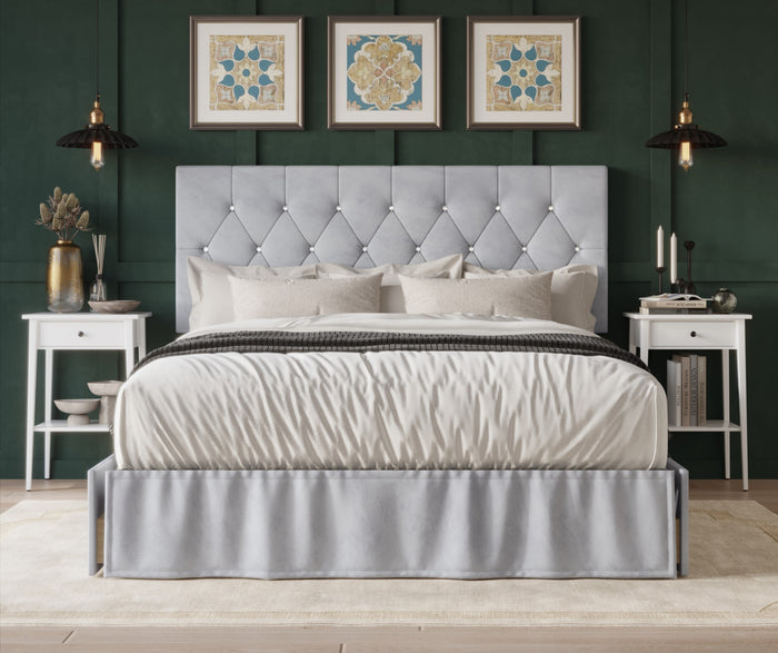 Home Design Jovita Tufted Upholstered Storage Panel Bed Frame for Adults, Easy Assemble