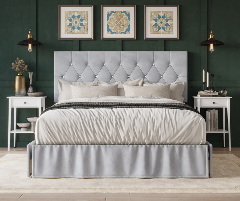 Home Design Jovita Tufted Upholstered Storage Panel Bed Frame for Adults, Easy Assemble