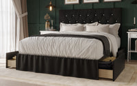 Home Design Jovita Tufted Upholstered Storage Panel Bed Frame for Adults, Easy Assemble
