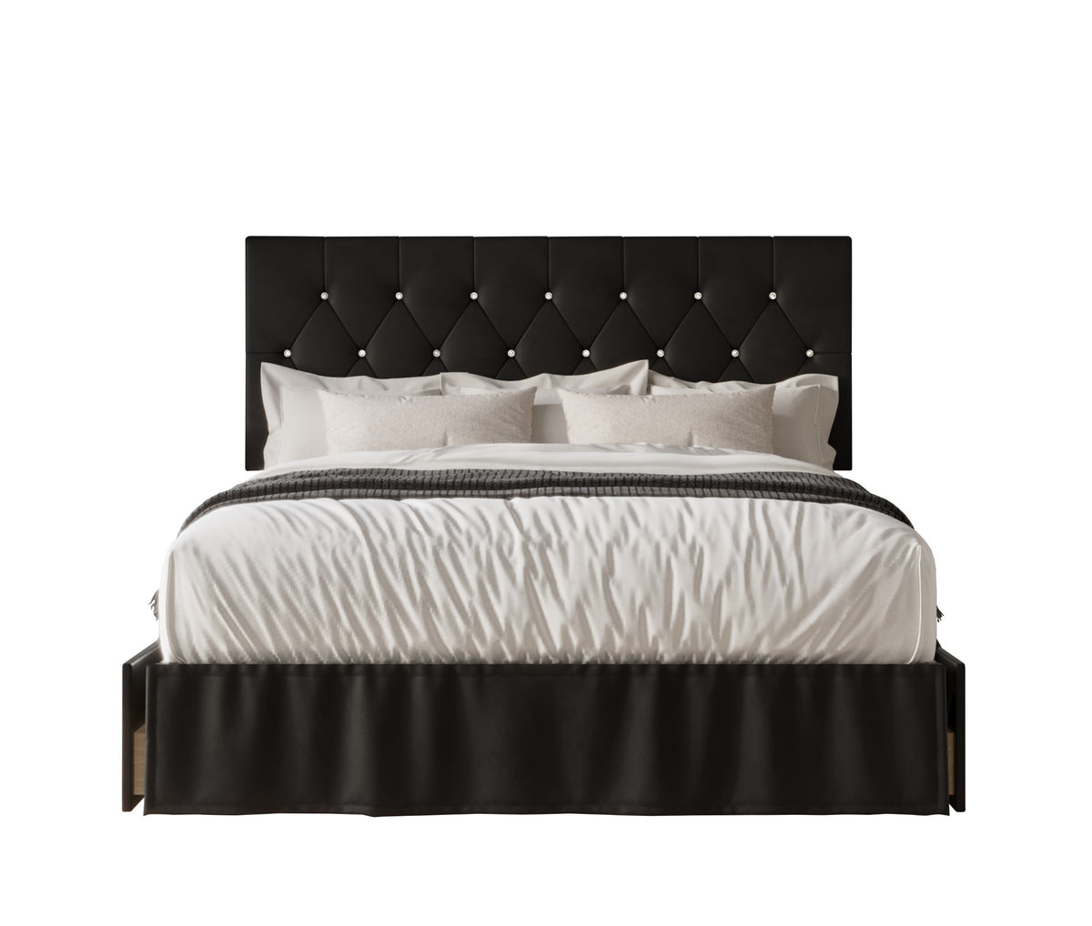 Home Design Jovita Tufted Upholstered Storage Panel Bed Frame for Adults, Easy Assemble