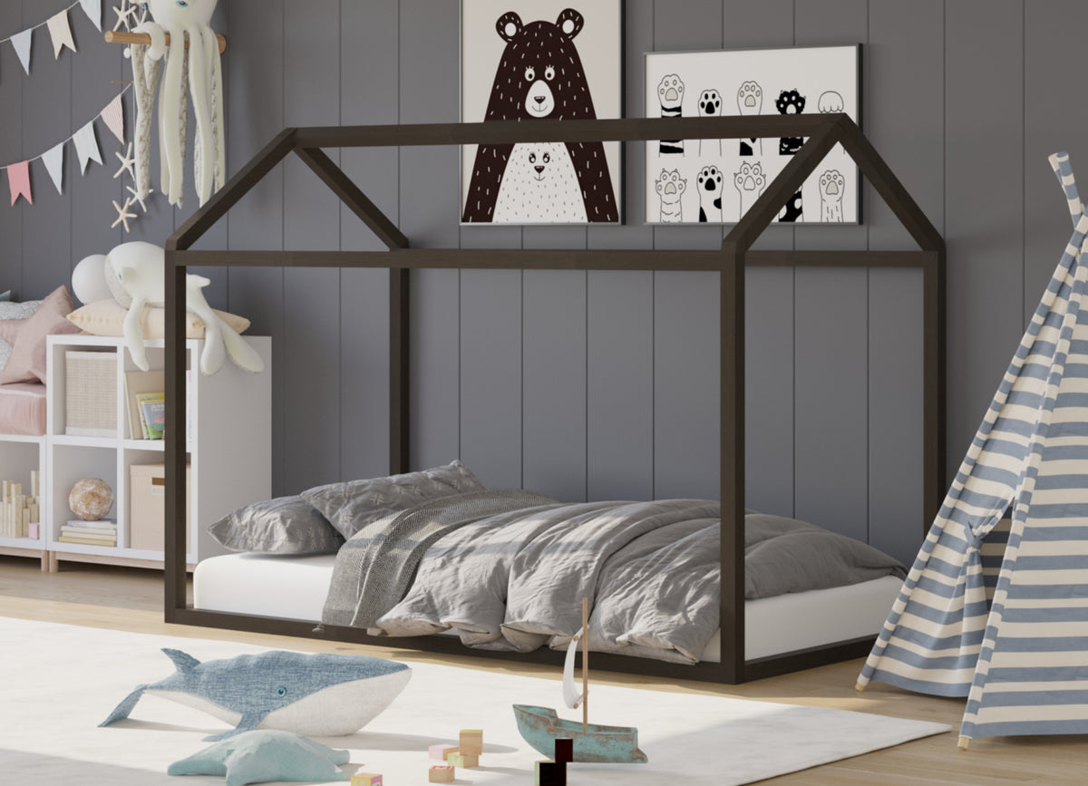 Home Design Perry Twin Solid Wood Canopy Bed Frame