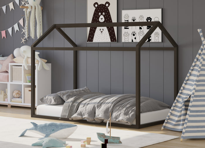 Home Design Perry Twin Solid Wood Canopy Bed Frame