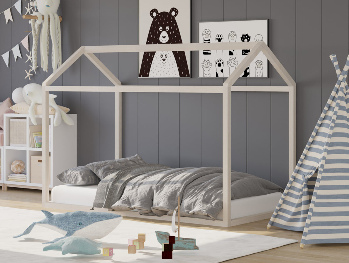 Home Design Perry Twin Solid Wood Canopy Bed Frame
