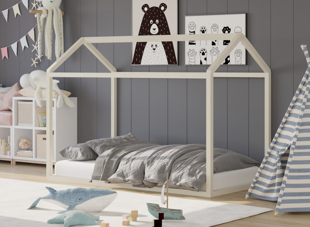 Home Design Perry Twin Solid Wood Canopy Bed Frame