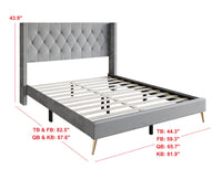 Home Design Homer Diamond Tufted and Nailhead Trim Velvet Wingback Platform Bed Frame for Adult