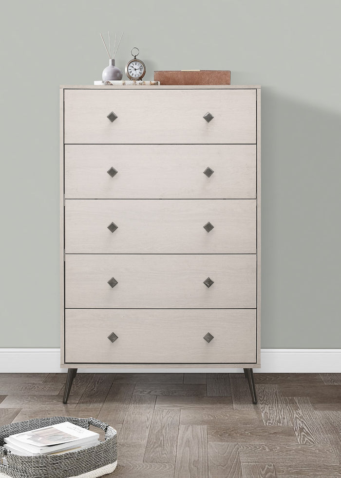 Home Design Lattice 5 Drawer Chest, Greyish Beige
