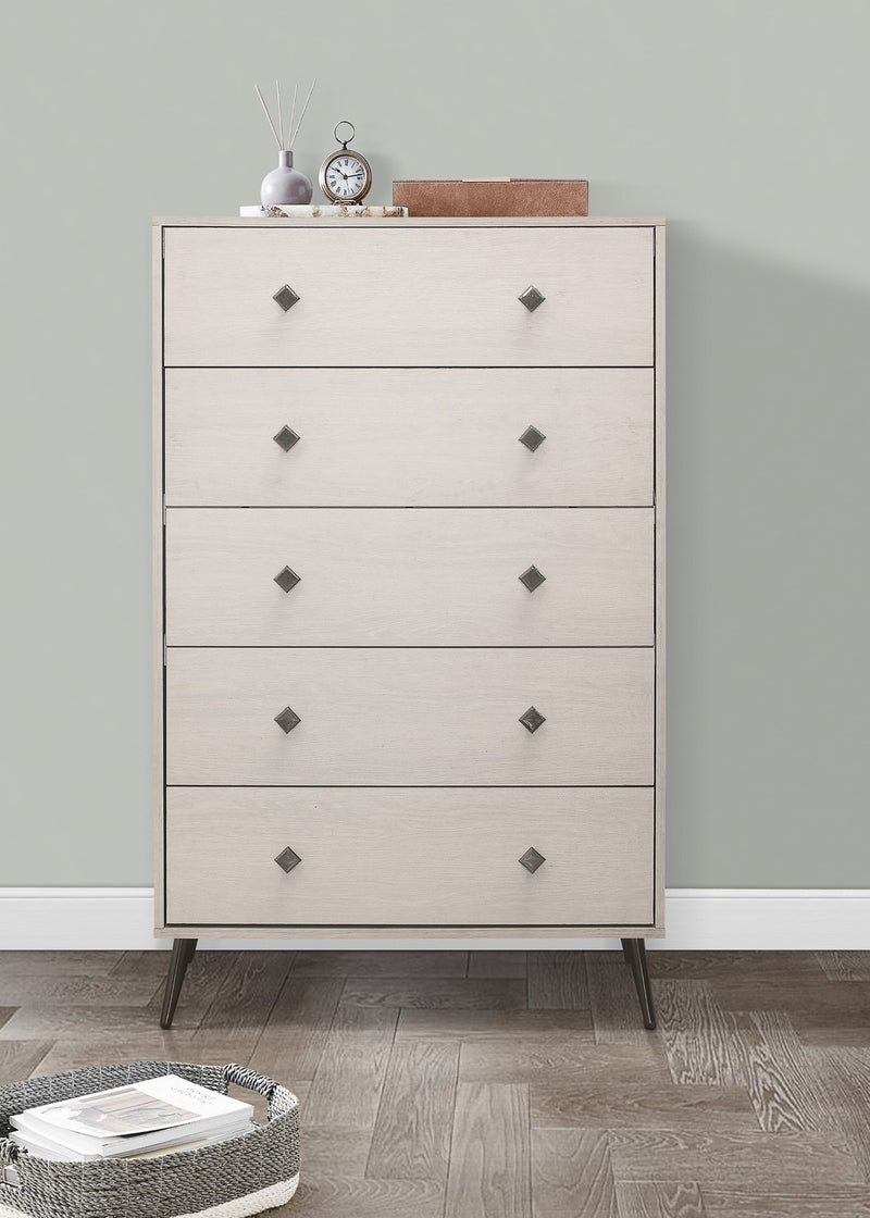 Home Design Lattice 5 Drawer Chest, Greyish Beige