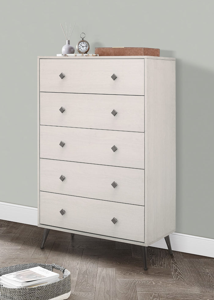 Home Design Lattice 5 Drawer Chest, Greyish Beige