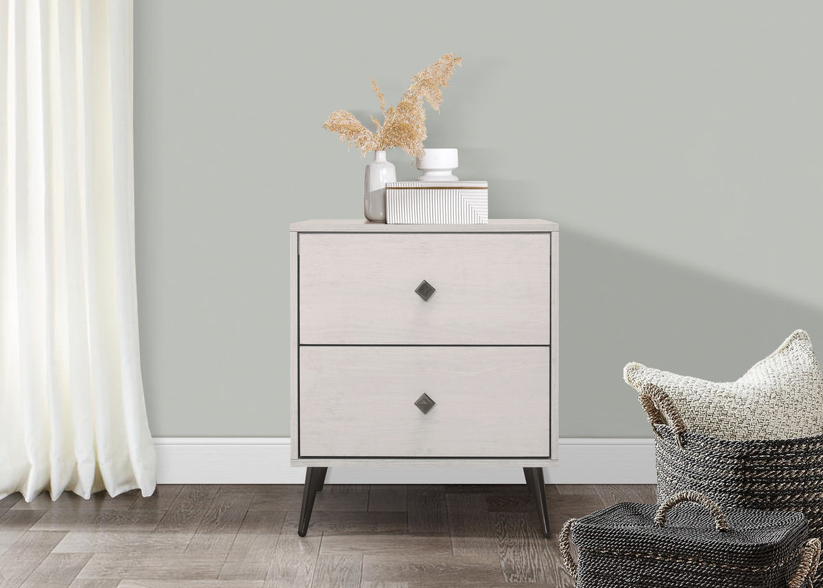 Home Design Lattice 2 Drawer Nightstand, Greyish Beige