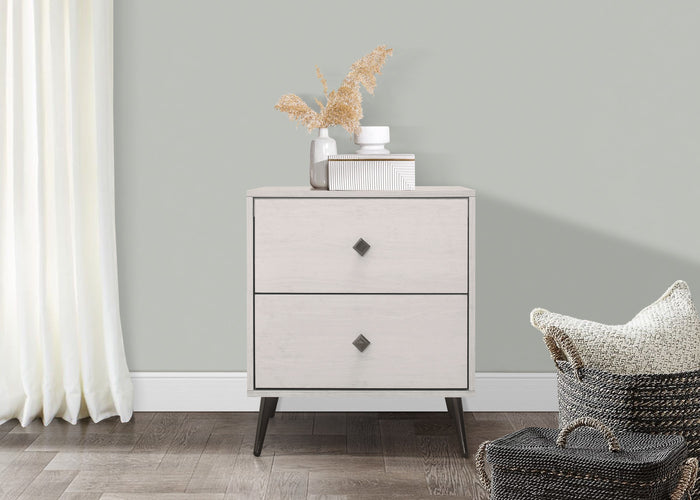 Home Design Lattice 2 Drawer Nightstand, Greyish Beige
