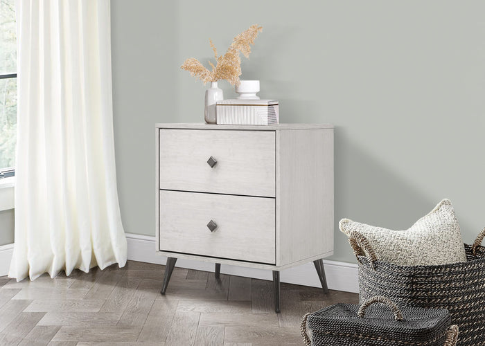 Home Design Lattice 2 Drawer Nightstand, Greyish Beige