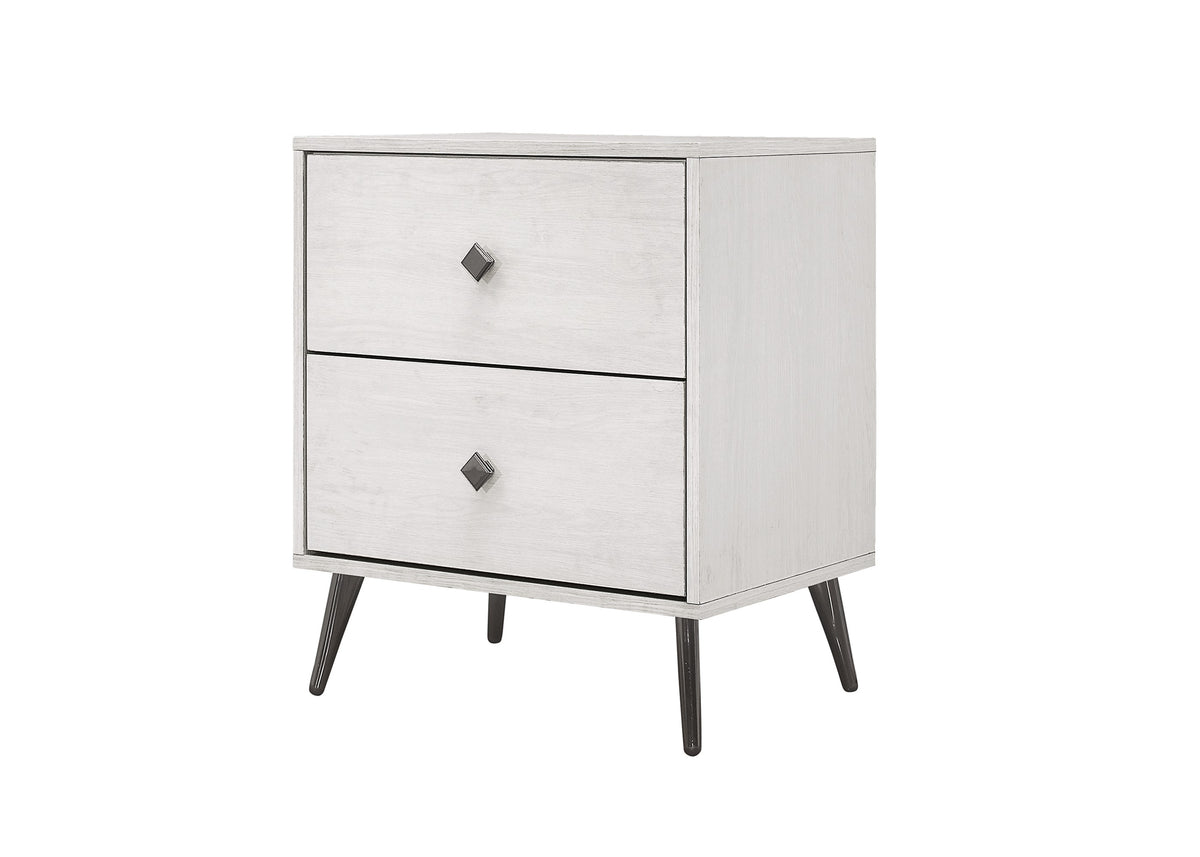 Home Design Lattice 2 Drawer Nightstand, Greyish Beige