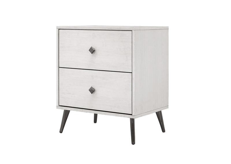 Home Design Lattice 2 Drawer Nightstand, Greyish Beige