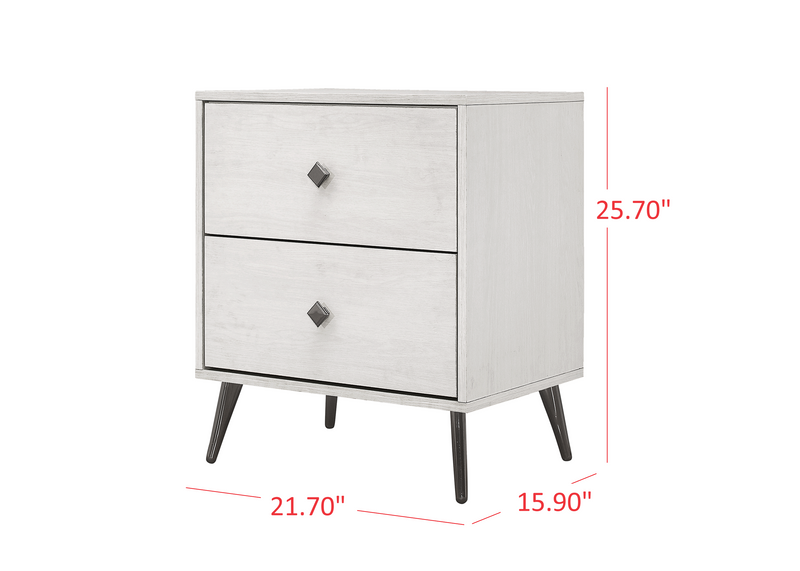Home Design Lattice 2 Drawer Nightstand, Greyish Beige