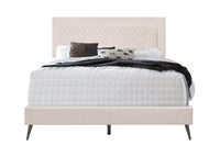 Home Design Lattice Upholstered Panel Bed Frame, Light Gray